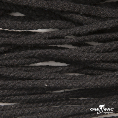 Шнур плетеный d-6 мм круглый, 70% хлопок 30% полиэстер, уп.90+/-1 м, цв.1078-черный - купить в Волгограде. Цена: 588 руб.