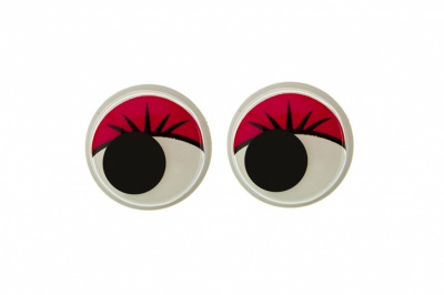 Глазки для игрушек, круглые, с бегающими зрачками, 12 мм/упак.50+/-2 шт, цв. -красный - купить в Волгограде. Цена: 95.04 руб.