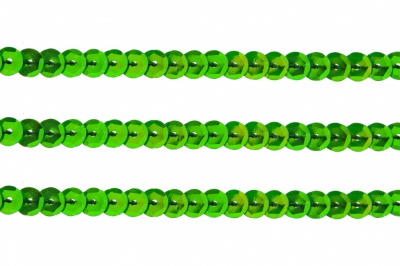Пайетки "ОмТекс" на нитях, CREAM, 6 мм С / упак.73+/-1м, цв. 94 - зеленый - купить в Волгограде. Цена: 297.48 руб.