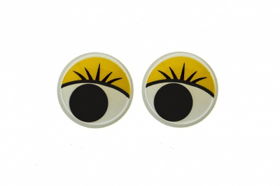 Глазки для игрушек, круглые, с бегающими зрачками, 12 мм/упак.50+/-2 шт, цв. -желтый - купить в Волгограде. Цена: 95.04 руб.