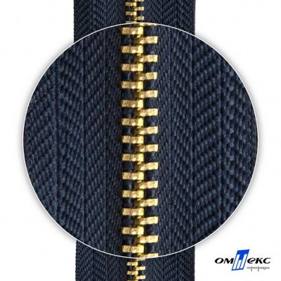 Молнии джинсовые металл т-4, 18 см латунь (YG), цв.- джинсовый синий (560) - купить в Волгограде. Цена: 21.57 руб.