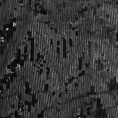 Трикотажное полотно с пайетками, шир.130 см, #311-бахрома чёрная - купить в Волгограде. Цена 1 183.35 руб.