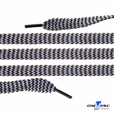 Шнурки #107-07, плоские 130 см, двухцветные цв.серый/чёрный - купить в Волгограде. Цена: 23.03 руб.