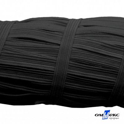Резиновые нити с текстильным покрытием, шир. 6 мм (55 м/уп), цв.-черный - купить в Волгограде. Цена: 210.75 руб.