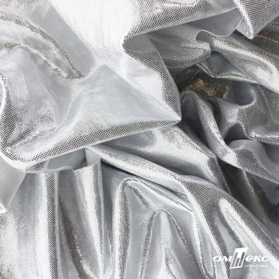 Трикотажное полотно голограмма, шир.140 см, #602 -белый/серебро - купить в Волгограде. Цена 385.88 руб.