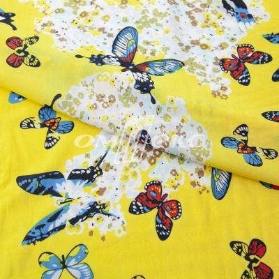 Плательная ткань "Софи" 7.2, 75 гр/м2, шир.150 см, принт бабочки - купить в Волгограде. Цена 241.49 руб.