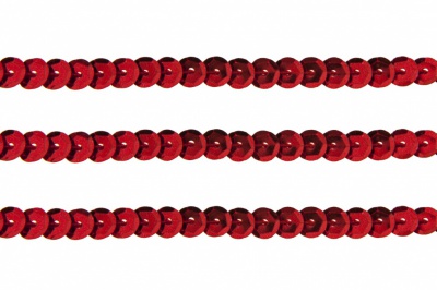 Пайетки "ОмТекс" на нитях, SILVER-BASE, 6 мм С / упак.73+/-1м, цв. 3 - красный - купить в Волгограде. Цена: 468.37 руб.