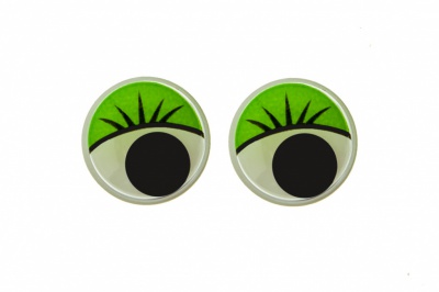 Глазки для игрушек, круглые, с бегающими зрачками, 15 мм/упак.50+/-2 шт, цв. -зеленый - купить в Волгограде. Цена: 113.01 руб.