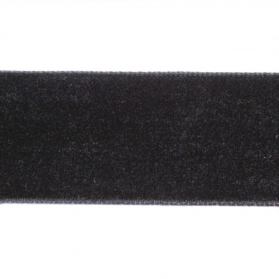 Лента бархатная нейлон, шир.25 мм, (упак. 45,7м), цв.03-черный - купить в Волгограде. Цена: 800.84 руб.
