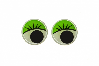 Глазки для игрушек, круглые, с бегающими зрачками, 12 мм/упак.50+/-2 шт, цв. -зеленый - купить в Волгограде. Цена: 95.04 руб.