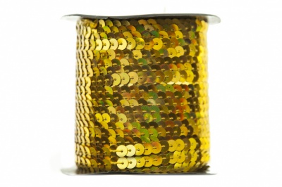 Пайетки "ОмТекс" на нитях, SILVER SHINING, 6 мм F / упак.91+/-1м, цв. 48 - золото - купить в Волгограде. Цена: 356.19 руб.