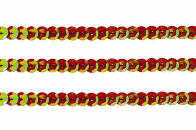 Пайетки "ОмТекс" на нитях, CREAM, 6 мм С / упак.73+/-1м, цв. 96 - красный - купить в Волгограде. Цена: 484.77 руб.