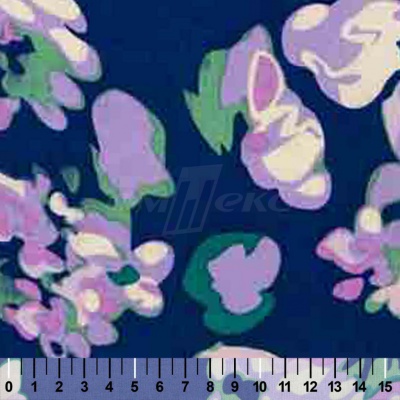 Штапель принт (100% вискоза) D4,C3, 110 гр/м2, шир.140см, принт цветы/василёк - купить в Волгограде. Цена 343 руб.