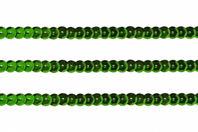 Пайетки "ОмТекс" на нитях, SILVER-BASE, 6 мм С / упак.73+/-1м, цв. 4 - зеленый - купить в Волгограде. Цена: 484.77 руб.
