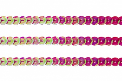 Пайетки "ОмТекс" на нитях, CREAM, 6 мм С / упак.73+/-1м, цв. 89 - розовый - купить в Волгограде. Цена: 468.37 руб.