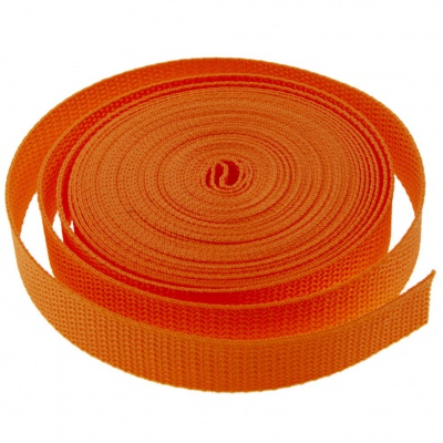 Стропа текстильная, шир. 25 мм (в нам. 50+/-1 ярд), цвет оранжевый - купить в Волгограде. Цена: 409.94 руб.