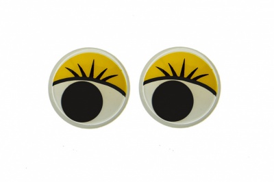 Глазки для игрушек, круглые, с бегающими зрачками, 15 мм/упак.50+/-2 шт, цв. -желтый - купить в Волгограде. Цена: 113.01 руб.