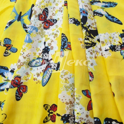 Плательная ткань "Софи" 7.2, 75 гр/м2, шир.150 см, принт бабочки - купить в Волгограде. Цена 241.49 руб.
